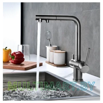 Смеситель Paulmark Serpentine Se213222-GM (вороненая сталь) картинка 5